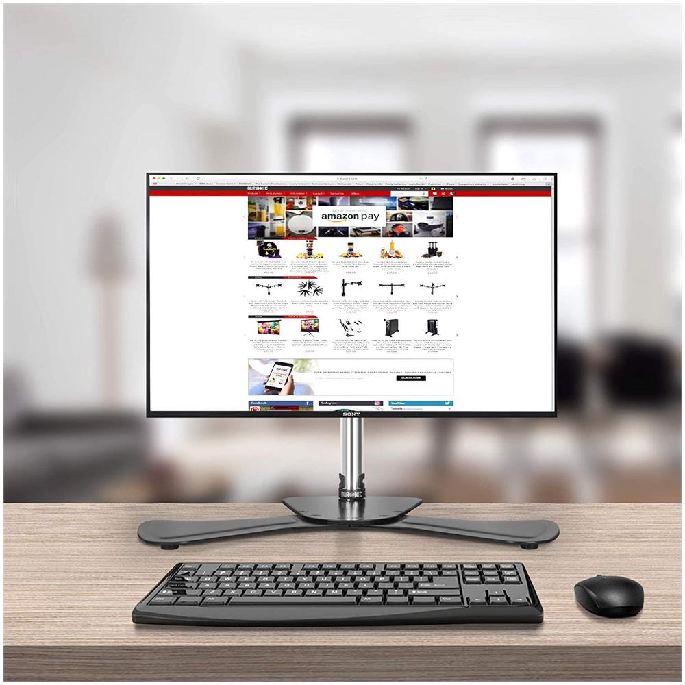Dm751 Supporto Per 1 Monitor - Base In Acciaio Per Schermi Fino A 24"" - Altezza Regolabile - Guida In Alluminio Per Schermi Fino A 8 Kg - Inclinazione + / -15° - Rotazione Schermi 360° - Foto 6