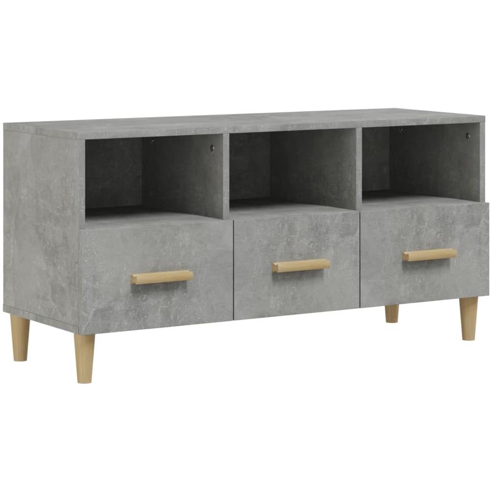 Mobile Porta TV In Legno Multistrato - 100x40x40 Cm, Grigio Cemento, Con Ampio Ripiano E Spazio Contenitore