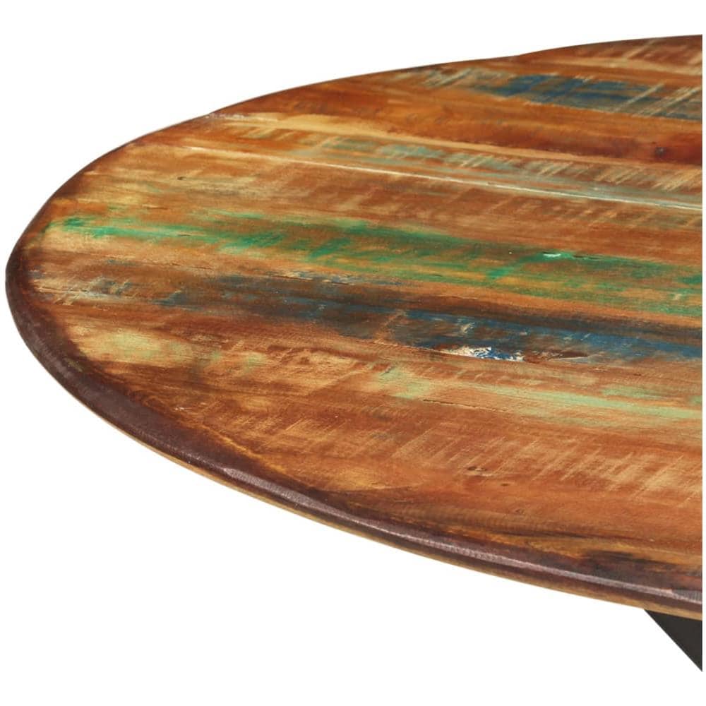 Tavolo Da Pranzo 110x78cm Legno Massello Di Recupero E Acciaio - Foto 3