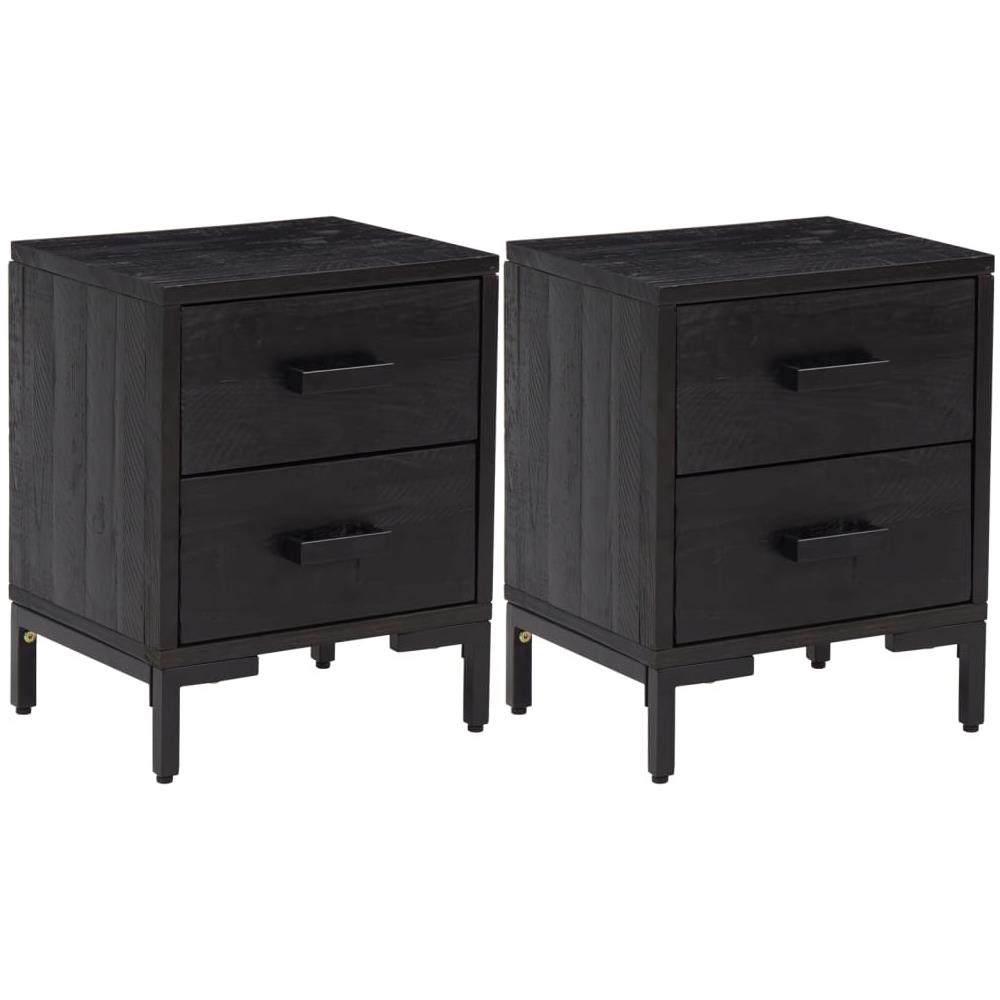 Comodini 2 Pz Neri 36x30x45 Cm In Legno Massello Di Pino - Foto 1