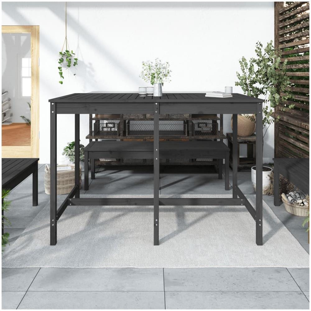 Tavolo Da Giardino Grigio 159,5x82,5x110 Cm Legno Massello Pino - Foto 6