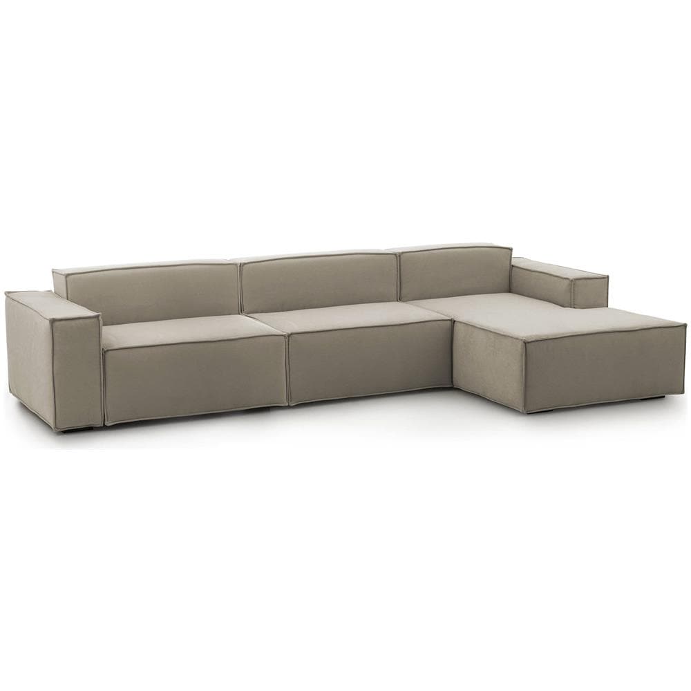 Divano Fisso Raffaella, Divano Componibile A 4 Posti Con Penisola Destra, 100% Made In Italy, Sofà Moderno In Tessuto, Cm 340x170h70, Tortora - Foto 2