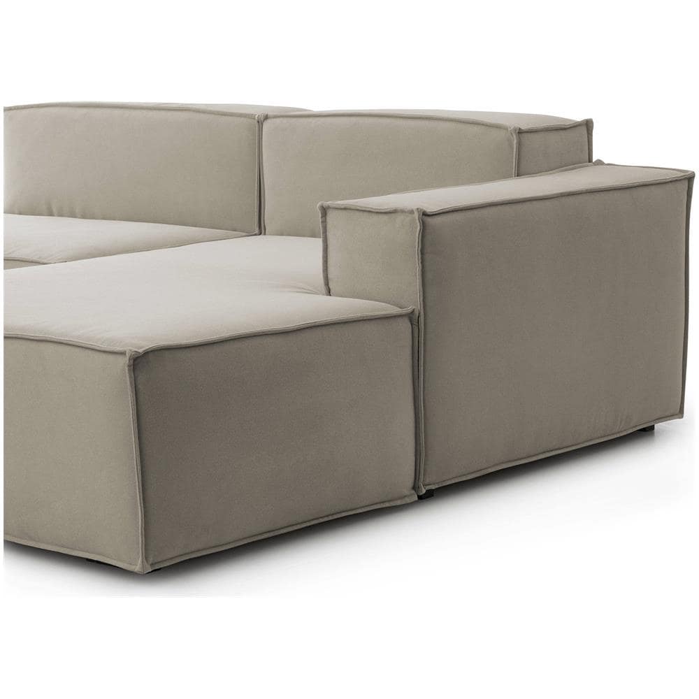 Divano Fisso Raffaella, Divano Componibile A 4 Posti Con Penisola Destra, 100% Made In Italy, Sofà Moderno In Tessuto, Cm 340x170h70, Tortora - Foto 4