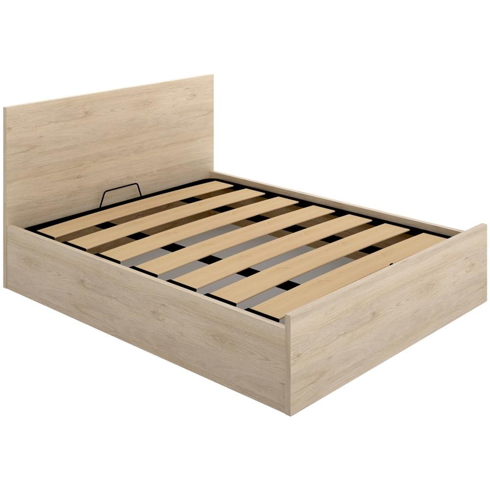 Letto Matrimoniale Piglione, Sommier Giroletto Rete Inclusa, Struttura Letto Contenitore Per Materasso Di 150x190 Cm, 197x158h95 Cm, Rovere - Foto 2