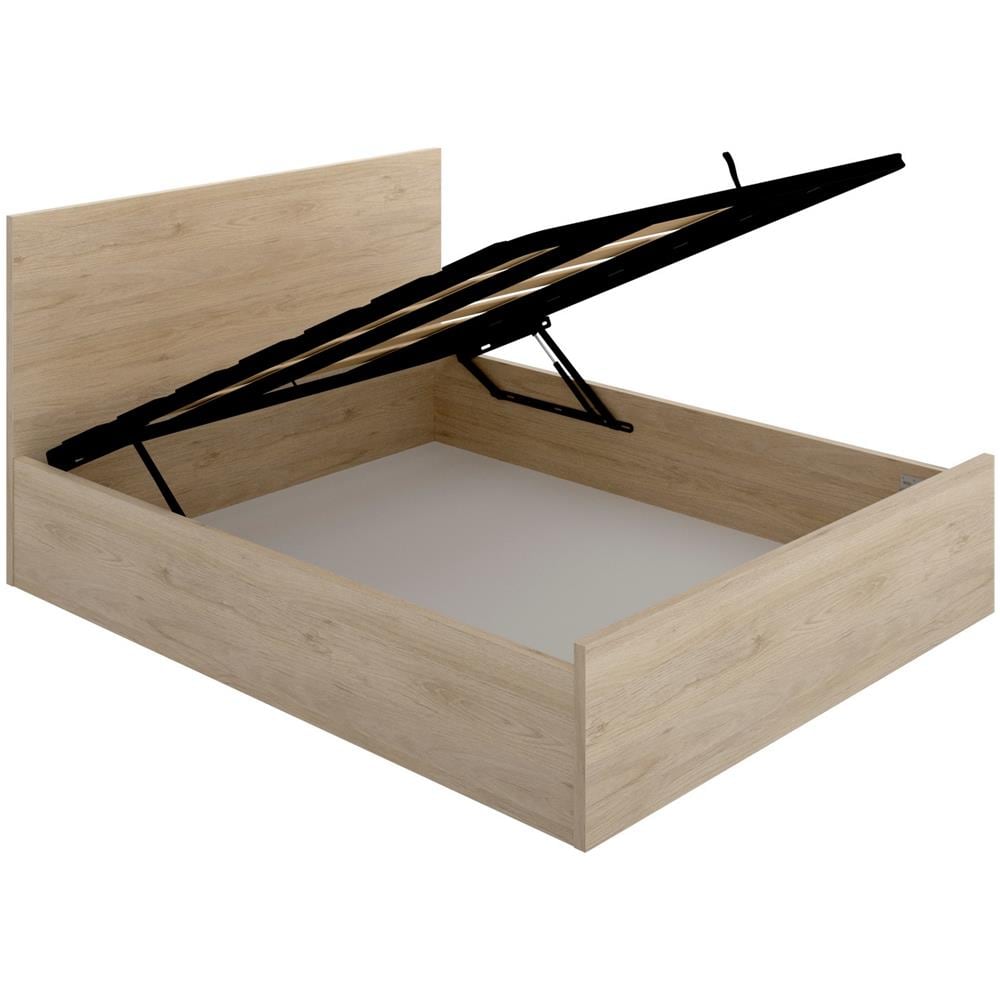 Letto Matrimoniale Piglione, Sommier Giroletto Rete Inclusa, Struttura Letto Contenitore Per Materasso Di 150x190 Cm, 197x158h95 Cm, Rovere - Foto 4