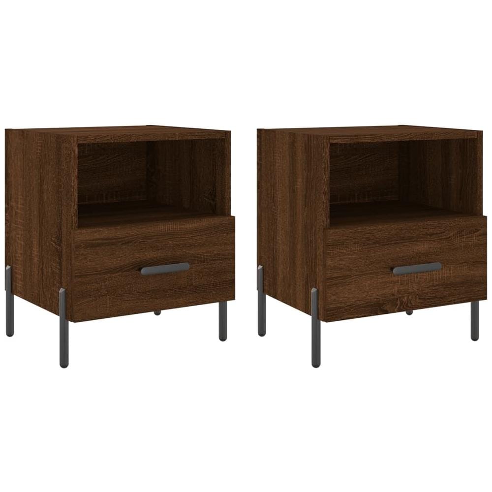 Comodini 2 Pz Rovere Marrone 40x35x47,5 Cm In Legno Multistrato - Foto 2