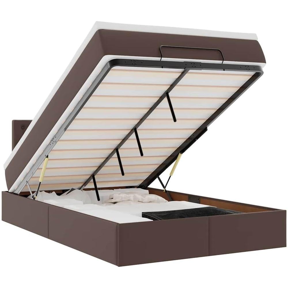 Pouf Letto con Materassi e LED Grigio 120x190 cm Similpelle - Foto 1