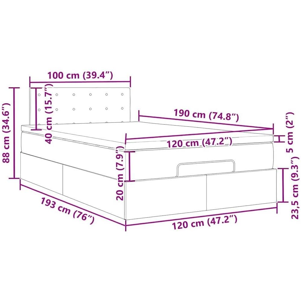 Pouf Letto con Materassi e LED Grigio 120x190 cm Similpelle - Foto 10