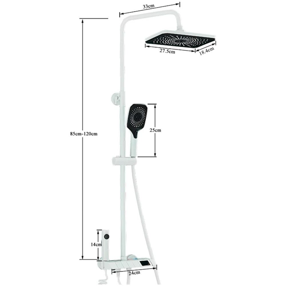 Colonna doccia, Blackswan, tipo M170, modello bianco regolabile, con display LCD, tubo nascosto e doccia a pressione, misura 120 cm - Foto 4