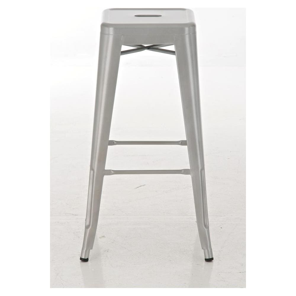Set 2 Sgabelli Bar Joshua in Metallo I Coppia Sgabelli Industriali Scandinavian Senza Schienale Impilabili I 2 Sgabelli da Bancone H 77 cm Argento - Foto 1