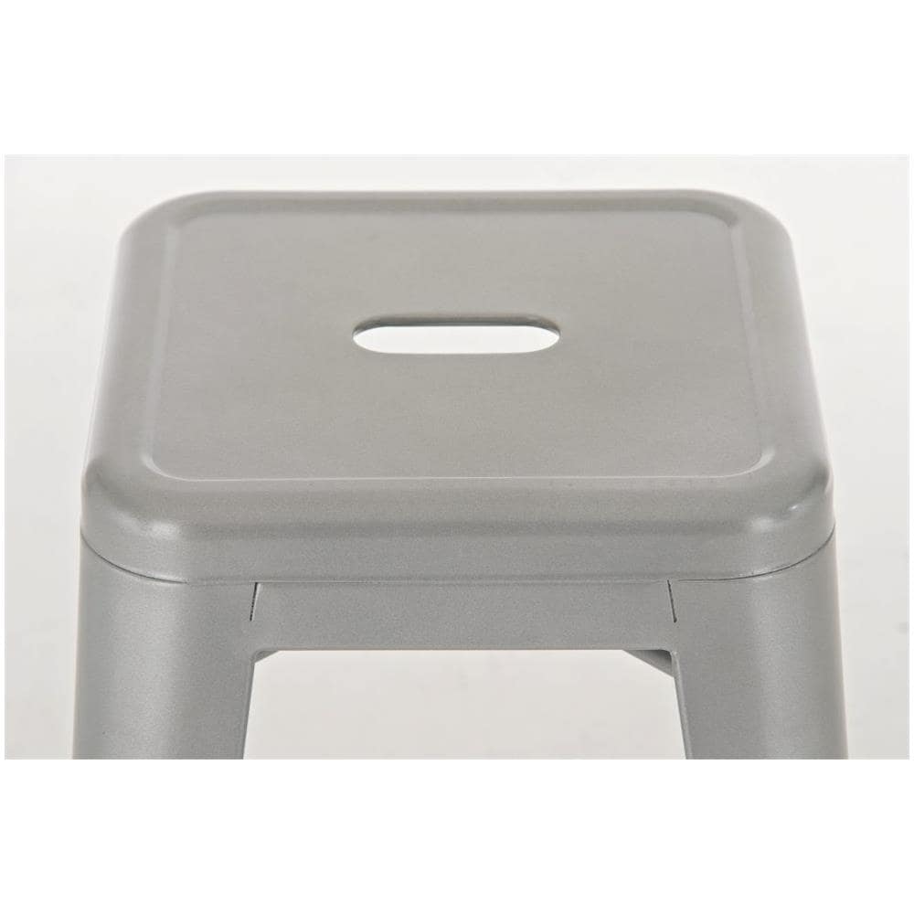 Set 2 Sgabelli Bar Joshua in Metallo I Coppia Sgabelli Industriali Scandinavian Senza Schienale Impilabili I 2 Sgabelli da Bancone H 77 cm Argento - Foto 2