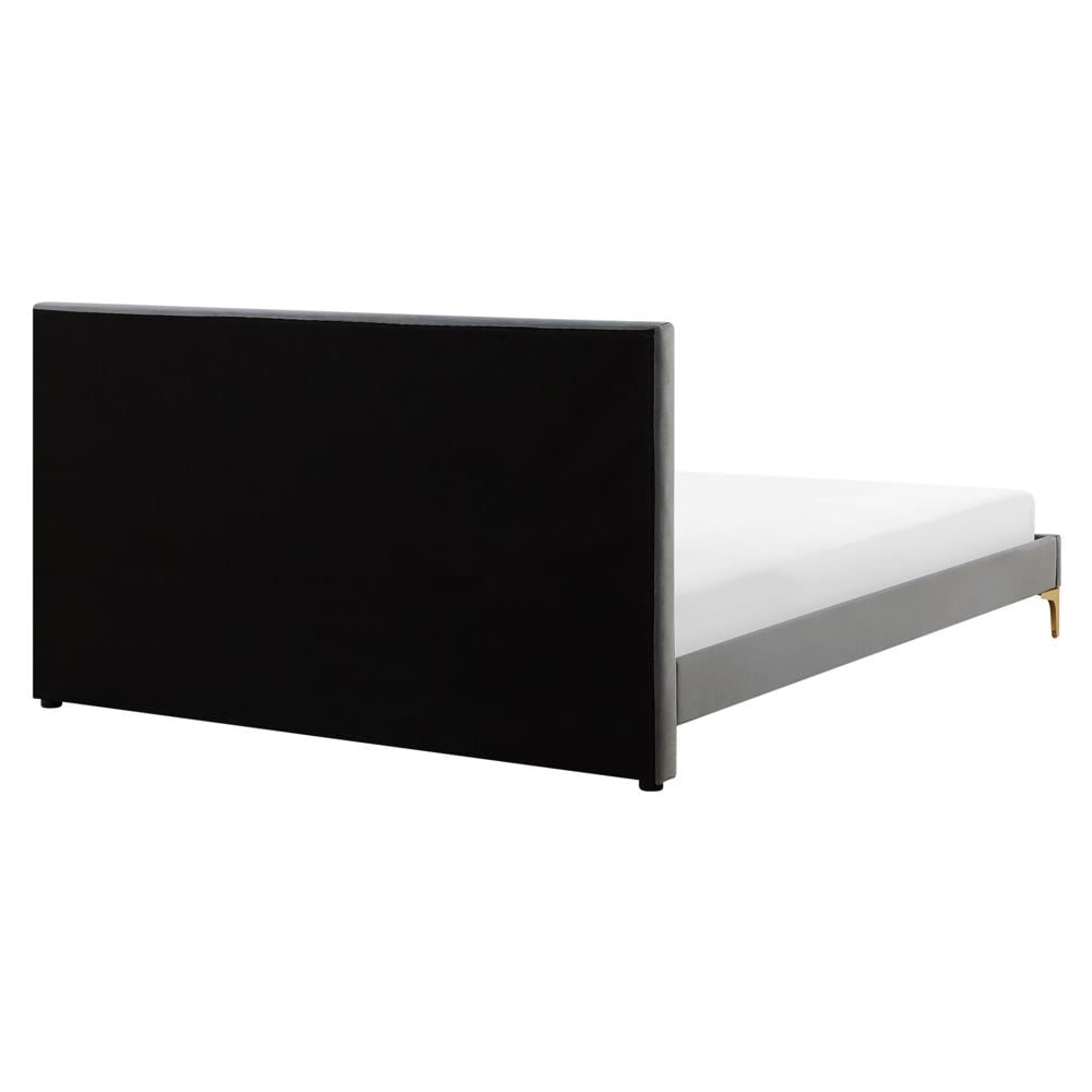 Letto Matrimoniale In Velluto Con Rete A Doghe 160 X 200 Cm Limoux - Foto 2