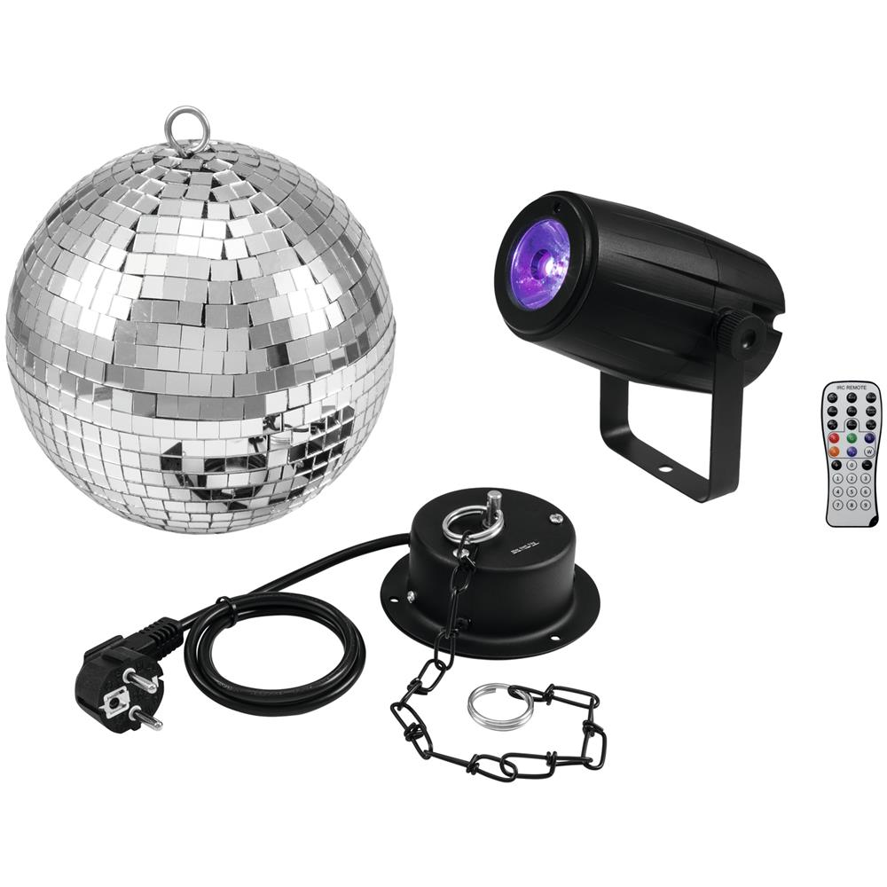 Mirror Ball 20cm With Motor + Led Pst-5 Qcl Spot Bk - Foto 1