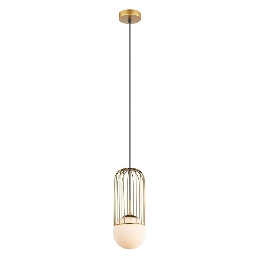 Pendente A Sospensione Moderno Dorato 1 Luce Con Oro, Paralume Bianco, Attacco E27 - Foto 2