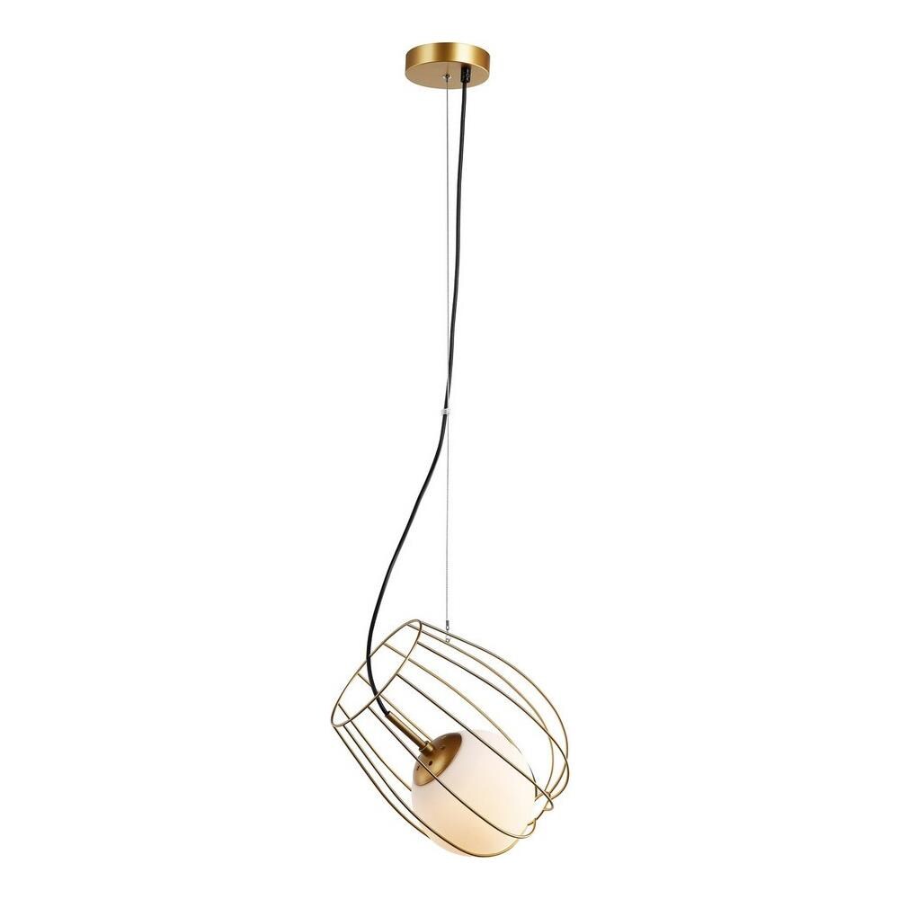 Pendente A Sospensione Moderno Dorato 1 Luce Con Oro, Paralume Bianco, Attacco E27 - Foto 1
