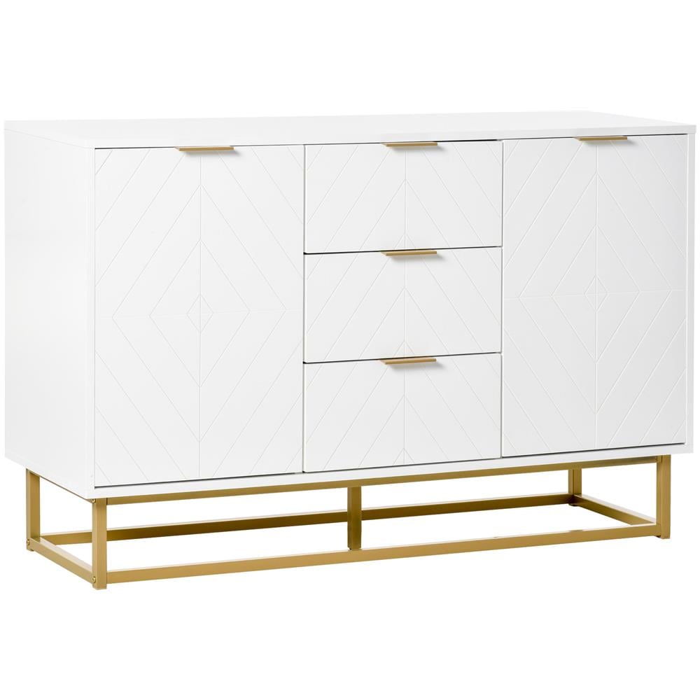 Credenza Buffet Con 3 Cassetti E 2 Ante Bianco Con Gambe In Metallo Dorate - Foto 1