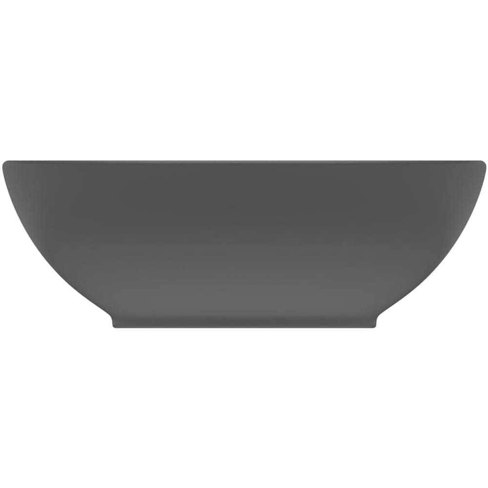 Lavandino Lusso Ovale Grigio Scuro Opaco 40x33 cm in Ceramica - Foto 2