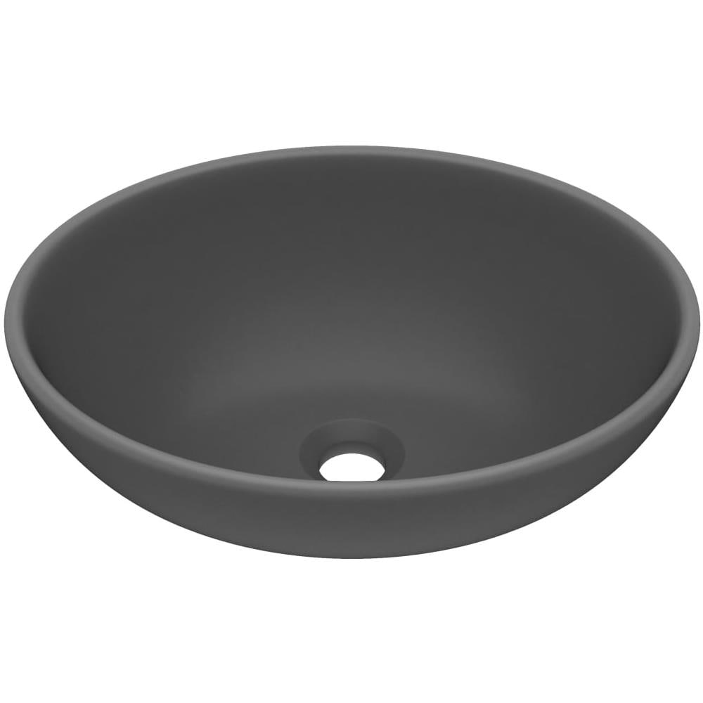 Lavandino Lusso Ovale Grigio Scuro Opaco 40x33 cm in Ceramica - Foto 1