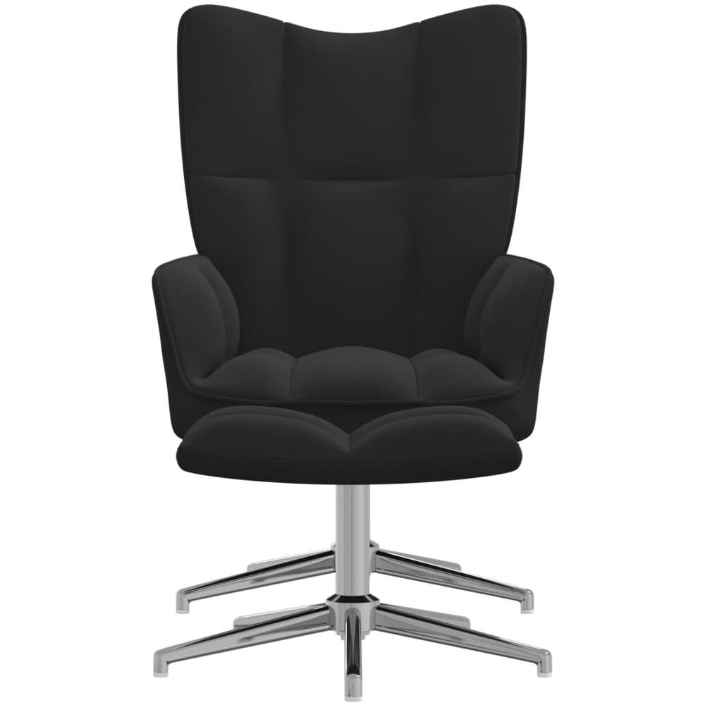 Poltrona Relax con Poggiapiedi Nero in Velluto - Foto 3