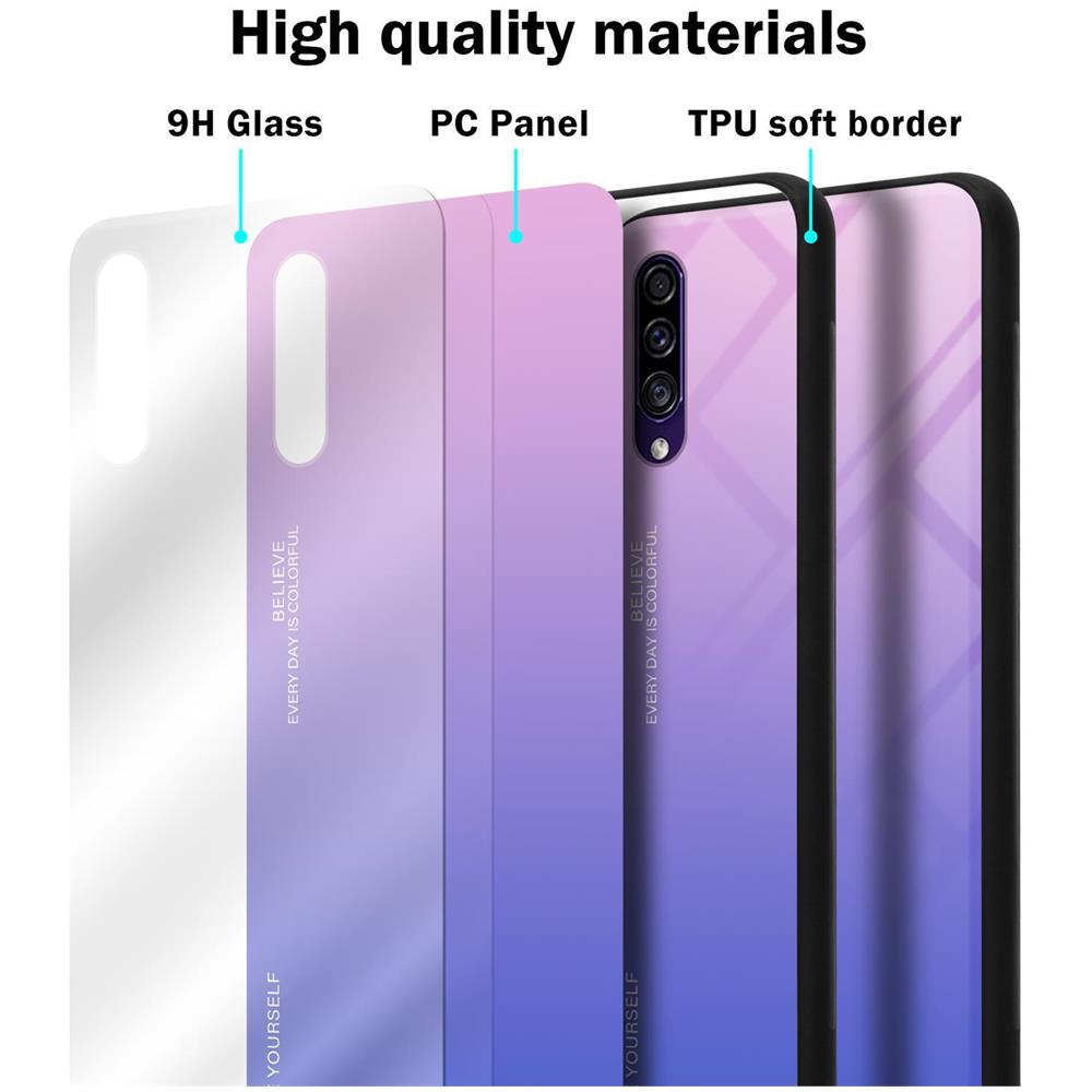 Custodia Compatibile Con Samsung Galaxy A50 / A50s / A30s In Rosa - Blu - Coperchio Protettivo Bicolore In Vetro Temperato E Silicone Tpu - Foto 7