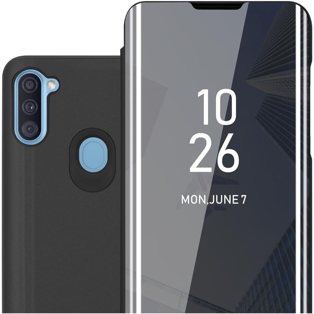 Custodia Compatibile Con Samsung Galaxy A11 Eu / M11 In Tormalina Nera - Clear View Specchio Coperchio Protettivo Con Funzione Di Supporto Protezione A 360 Gradi - Foto 1