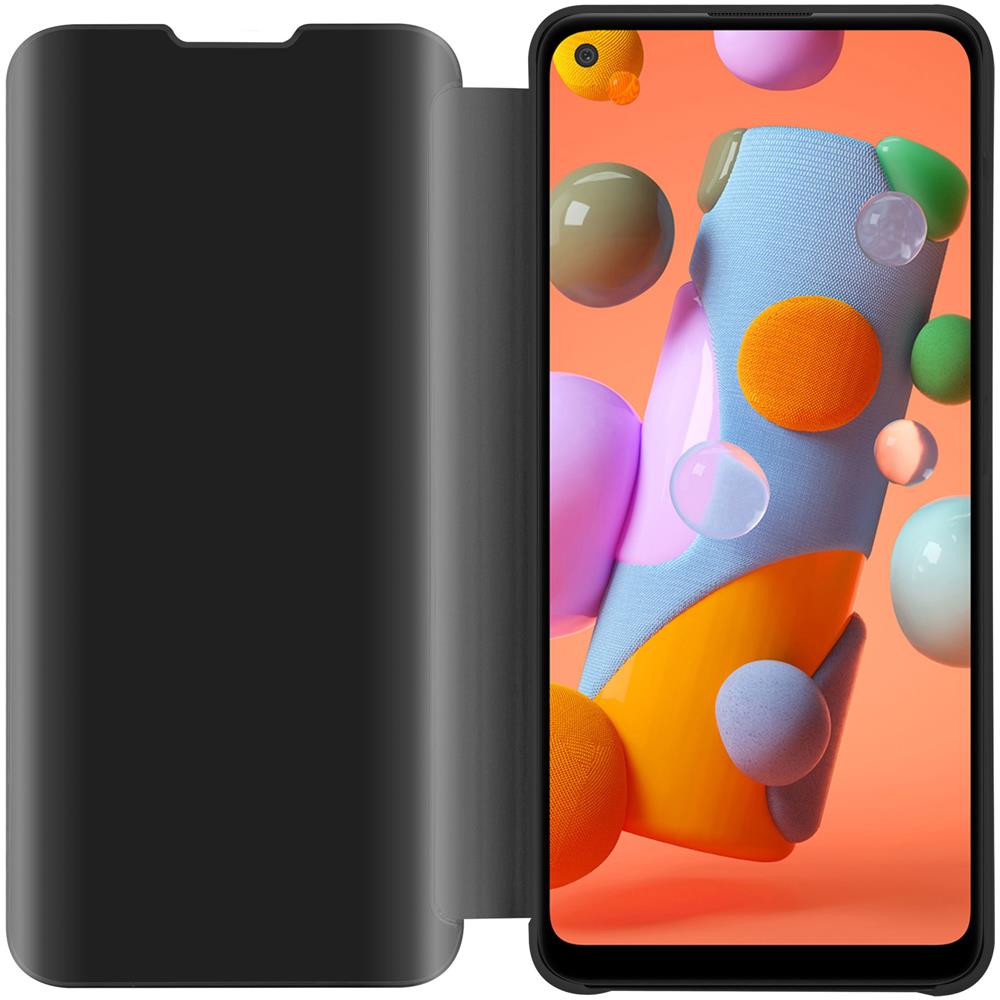 Custodia Compatibile Con Samsung Galaxy A11 Eu / M11 In Tormalina Nera - Clear View Specchio Coperchio Protettivo Con Funzione Di Supporto Protezione A 360 Gradi - Foto 2