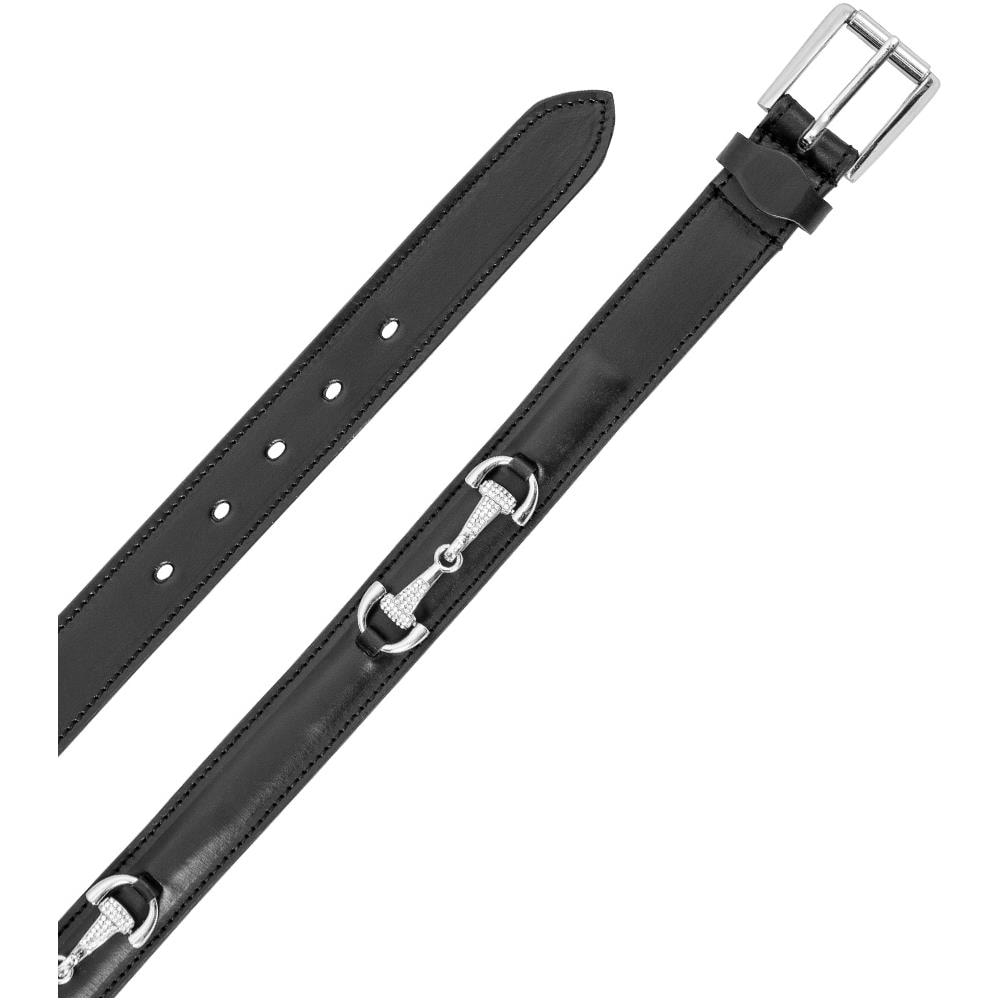 Cintura In Cuoio Diamond Fibbia Modello Filetto Con Brillantini 75 Cm - Foto 1