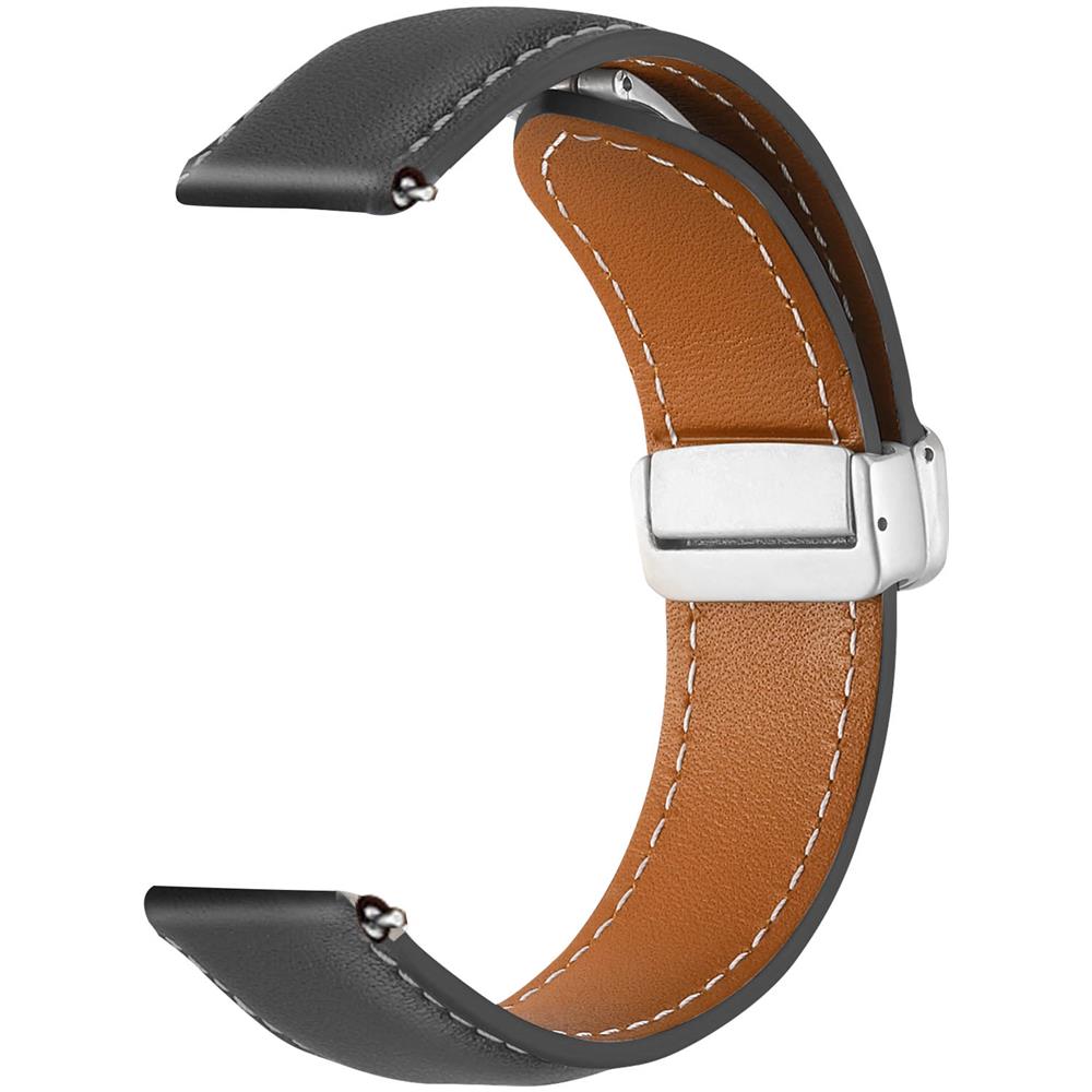 Cinturino In Pelle Per Galaxy Watch 5 / 5 Pro / 4 Fibbia Magnetica Nero - Foto 1