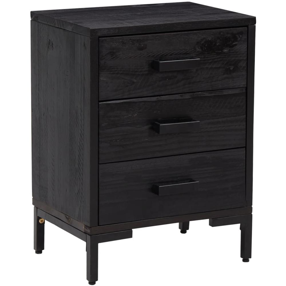 Comodini 2 Pz Neri 36x30x54 Cm In Legno Massello Di Pino - Foto 2