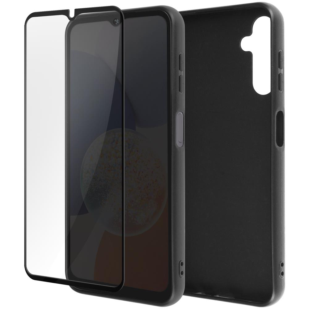 Cover Silicone Per Samsung A14 5g E 4g Nera + Vetro Temperato 9h Trasparente - Foto 1