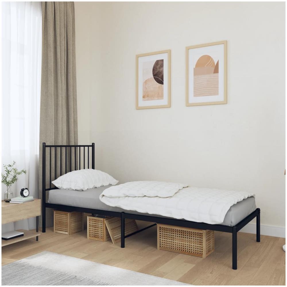 Giroletto Con Testiera In Metallo Nero 75x190 Cm - Foto 1