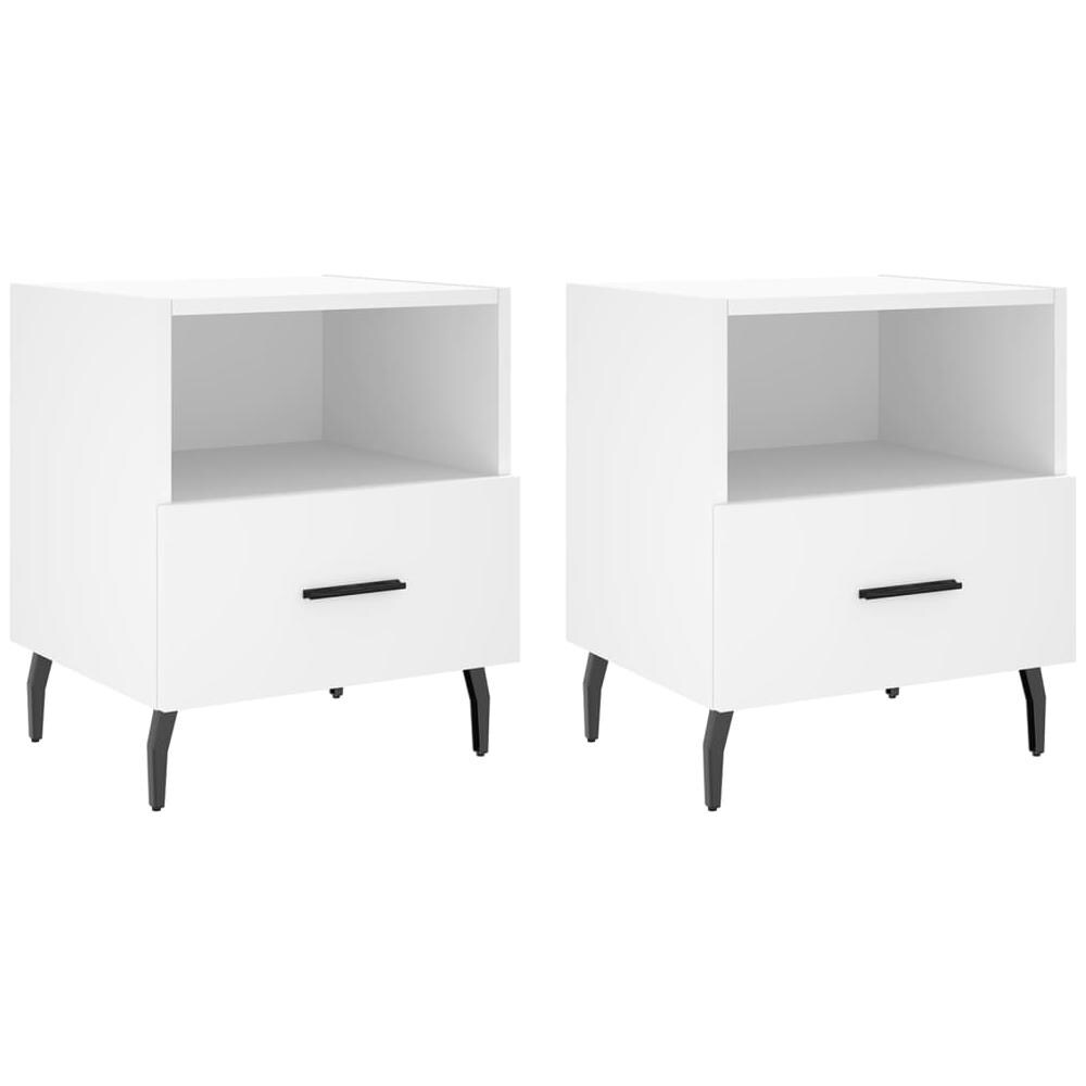 Comodini 2 Pz Bianchi 40x35x47,5 Cm In Legno Multistrato - Foto 2