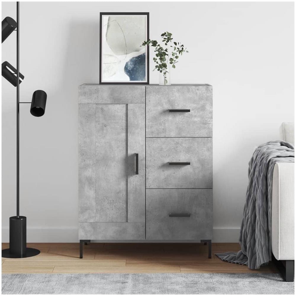 Credenza Grigio Cemento 69,5x34x90 Cm In Legno Multistrato - Foto 1