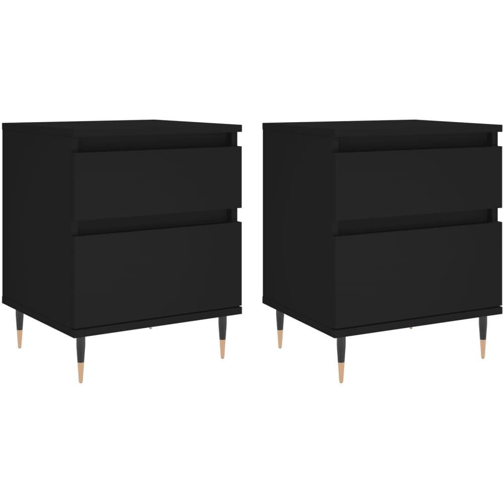 Comodini 2pz Neri 40x35x50 Cm In Legno Multistrato - Foto 2