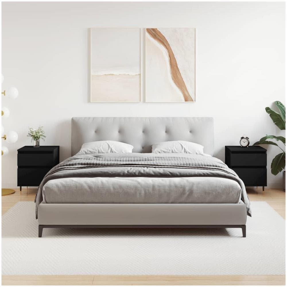 Comodini 2pz Neri 40x35x50 Cm In Legno Multistrato - Foto 1
