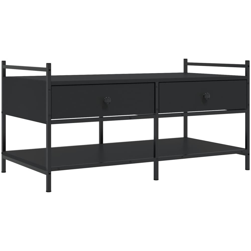 Tavolino Da Salotto Nero 99x50x50 Cm In Legno Multistrato - Foto 2