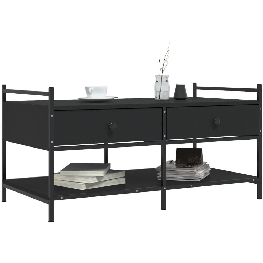 Tavolino Da Salotto Nero 99x50x50 Cm In Legno Multistrato - Foto 3