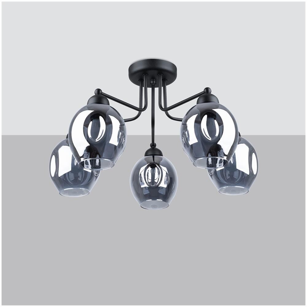 Sollux Lighting Lampadario Fillan 5 Nero Sl.1145 - Moderno Lampadari Nero 36x59x59 Cm - Foto 2