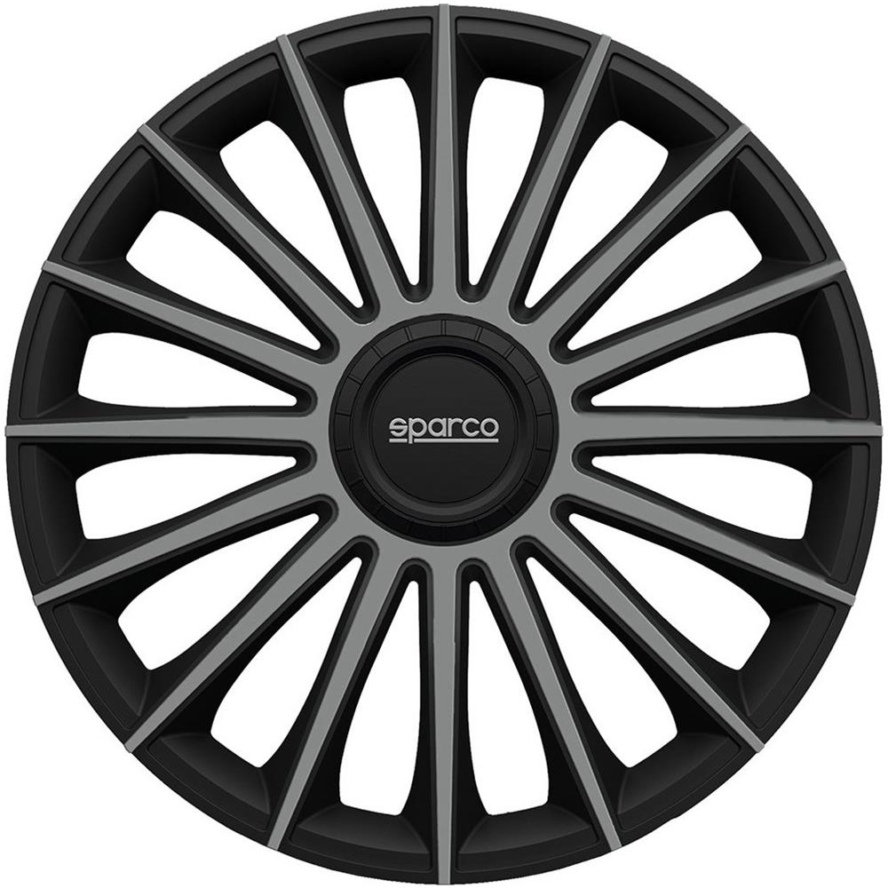 Set 4 Copricerchi 14"" Pollici Copriruota Auto Treviso Spc1493bkgr Nero Grigio - Foto 1