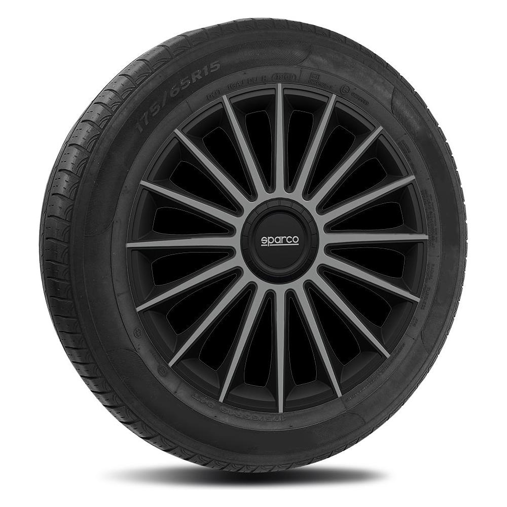 Set 4 Copricerchi 14"" Pollici Copriruota Auto Treviso Spc1493bkgr Nero Grigio - Foto 2