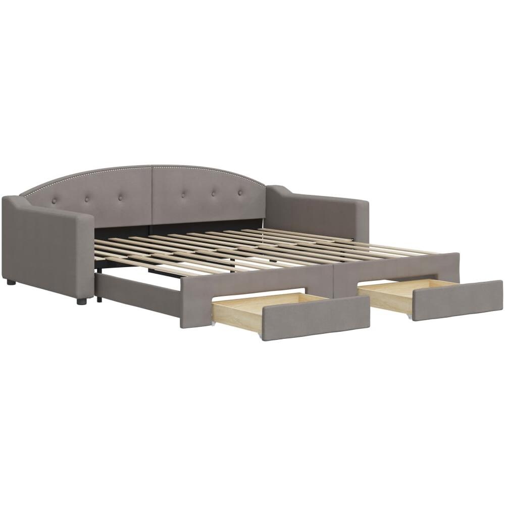 Divano Letto Estraibile Con Cassetti Tortora 100x200 Cm Tessuto - Foto 1