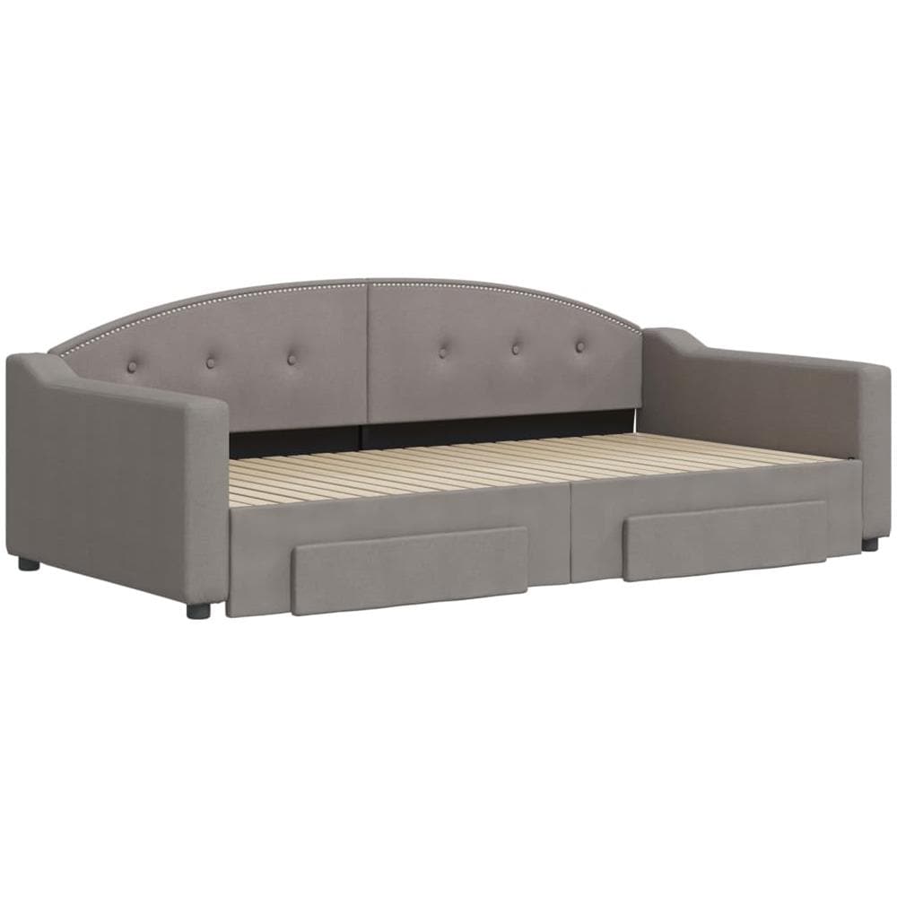 Divano Letto Estraibile Con Cassetti Tortora 100x200 Cm Tessuto - Foto 2