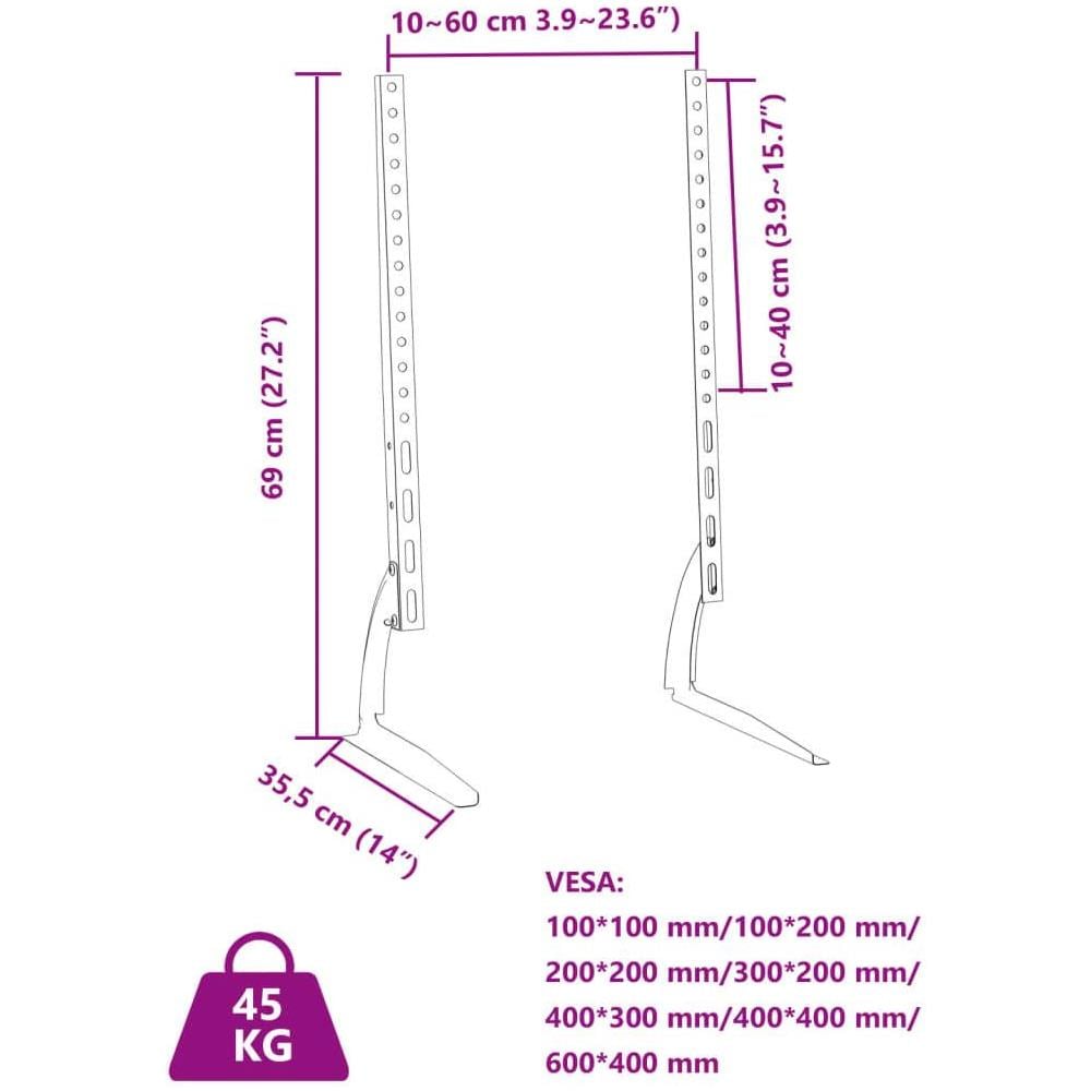 Supporti TV 2pz per Schermo 37""-75"" Max VESA 600x400 mm 45kg - Foto 8
