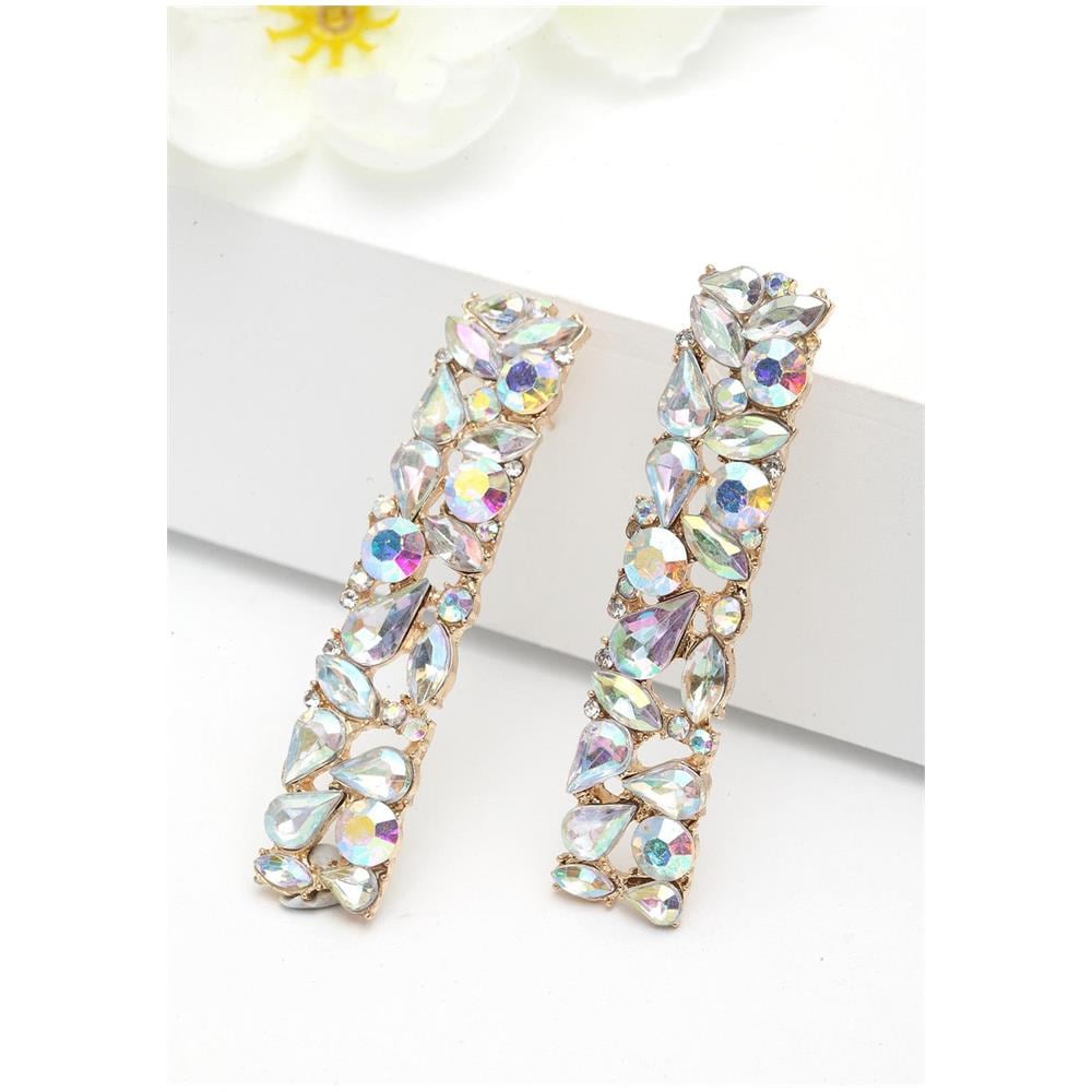 Orecchini a Bottone Lunghi con Cristalli Contemporanei - Foto 2