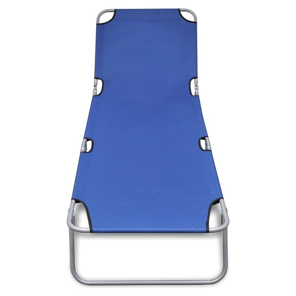Lettino Prendisole Pieghevole Acciaio Verniciato a Polvere Blu - Foto 2