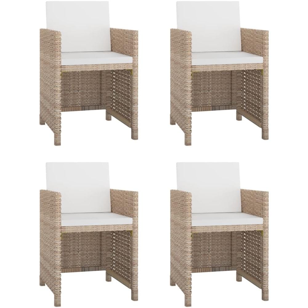Set Da Pranzo Da Giardino 5 Pz Con Cuscini In Polyrattan Beige - Foto 2