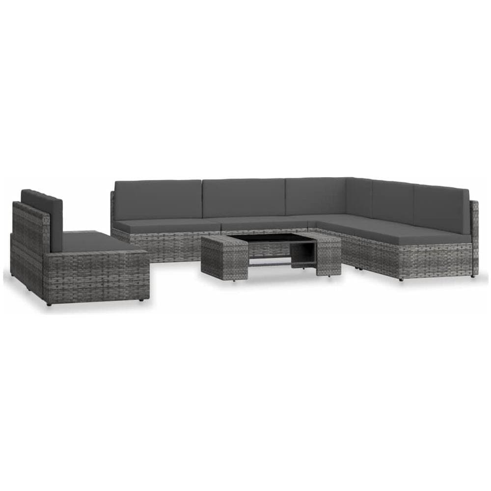 Set Divani da Giardino 7 pz in Polyrattan Grigio - Foto 1