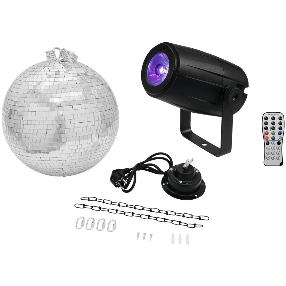 Mirror Ball 30cm With Motor + Led Pst-5 Qcl Spot Bk - Foto 1