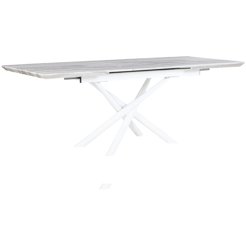 Tavolo Da Pranzo Estendibile 160/200 X 90 Cm Bianco Ed Effetto Marmo Moira - Foto 1
