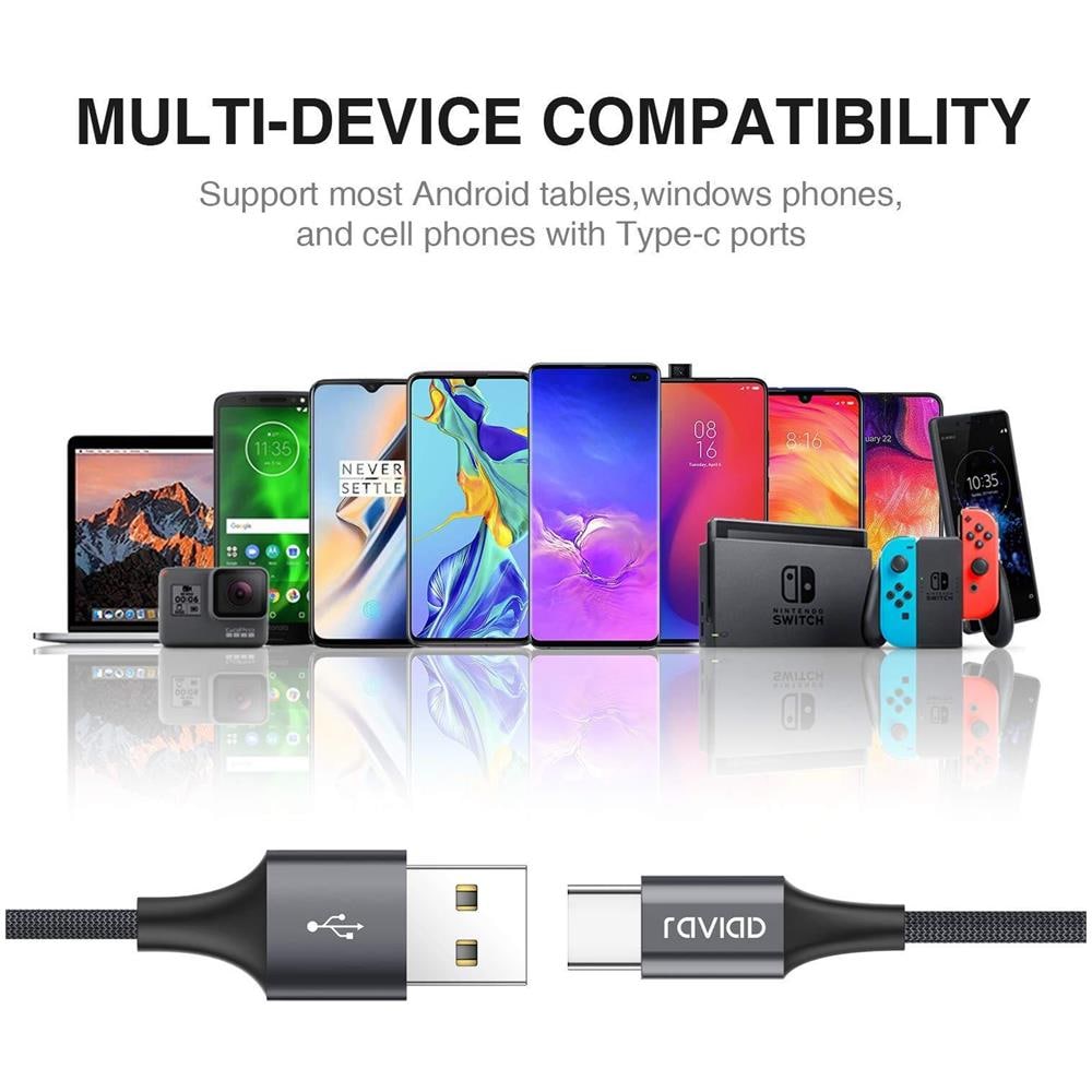 C Cavo Usb 4pack 0.5m 1m 2m 3m Nylon Intrecciato Usb Type C Veloce Di Carico Del Caricatore Del Cavo Per Samsung Galaxy S10 S9 S8 S8 Macbook Huawei P30 P20 P10 Google Pixel Sony Xperia Xz Oneplus Grey - Foto 4